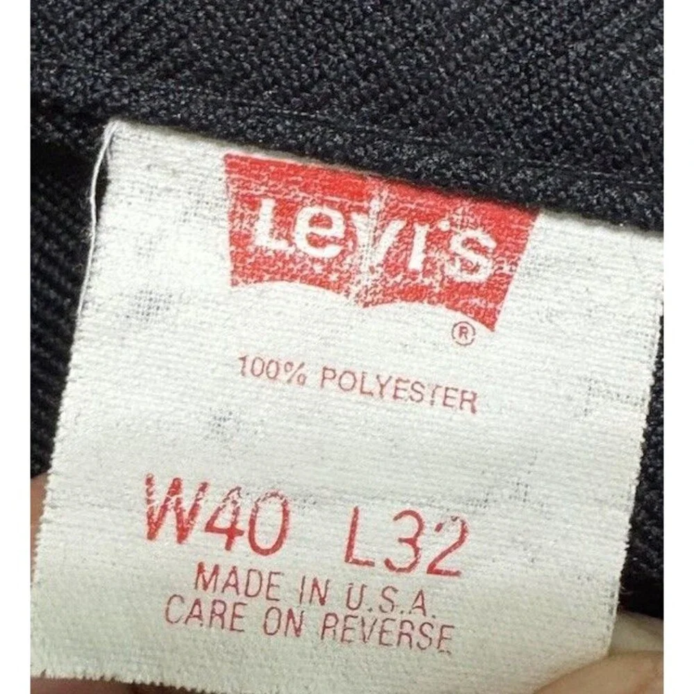Vintage 90S LEVI'S Gold Tab/Red‎ Lable 517 Polyester Pants Mens 40*32 Black USA